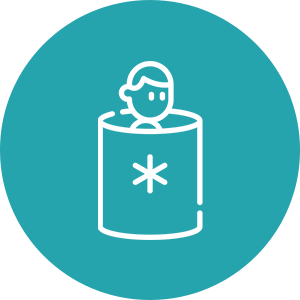 Person in cryotherapy chamber icon.