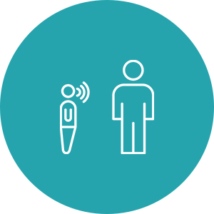 Person talking to another person icon.