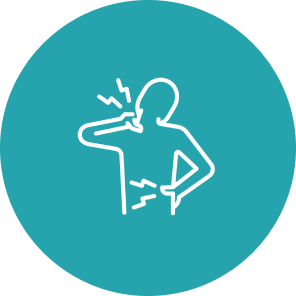 Person with neck and back pain icon.