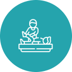 Person performing massage therapy on patient.