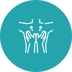 Hands with upward arrows in circle icon.