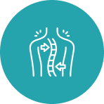 Spine alignment diagram on teal background.
