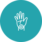 Hand icon with a circle on palm.